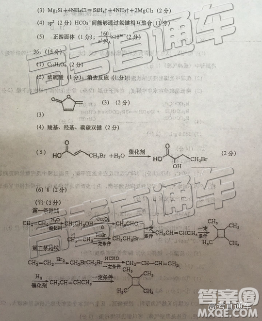 2019年青島二模理綜試題及參考答案