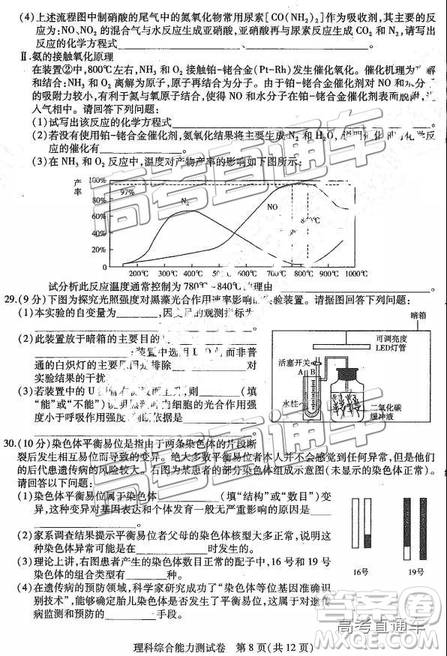 2019年東三省三校三模文理綜試題及參考答案