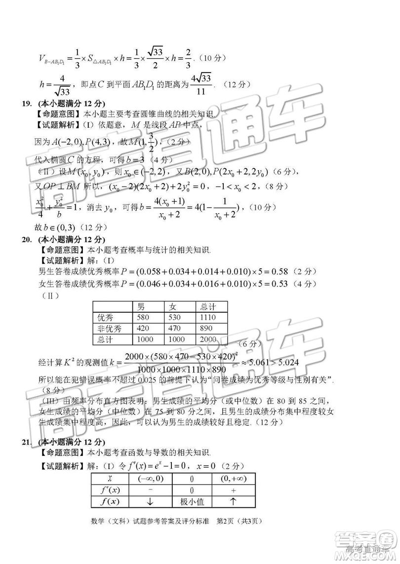2019年長春四模文理數(shù)試題及參考答案