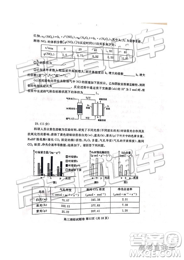 2019年河南高三第三次質(zhì)量預(yù)測(cè)文理綜試題及參考答案