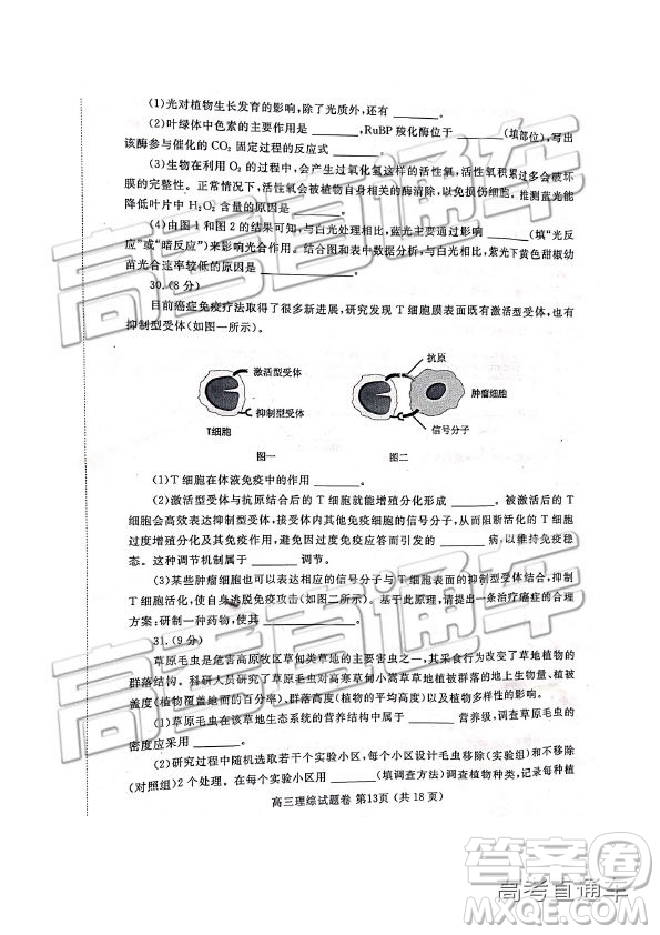 2019年河南高三第三次質(zhì)量預(yù)測(cè)文理綜試題及參考答案
