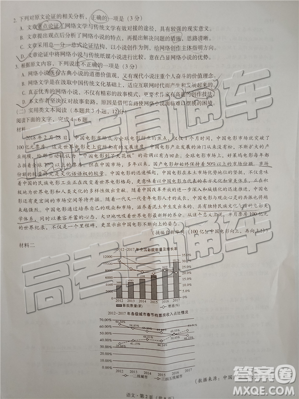 2019年5月昭通市統(tǒng)測語文試題及答案