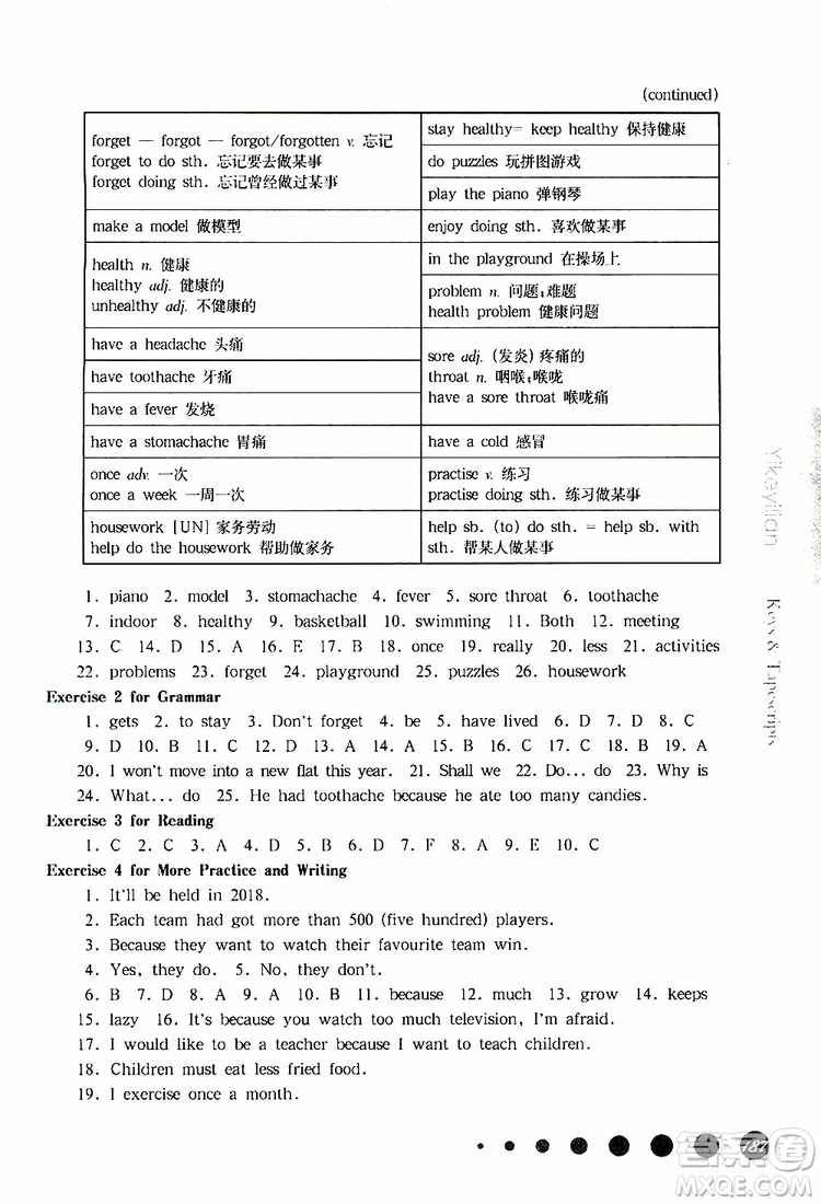 2019年華東師大版一課一練六年級英語N版牛津版第二學(xué)期參考答案