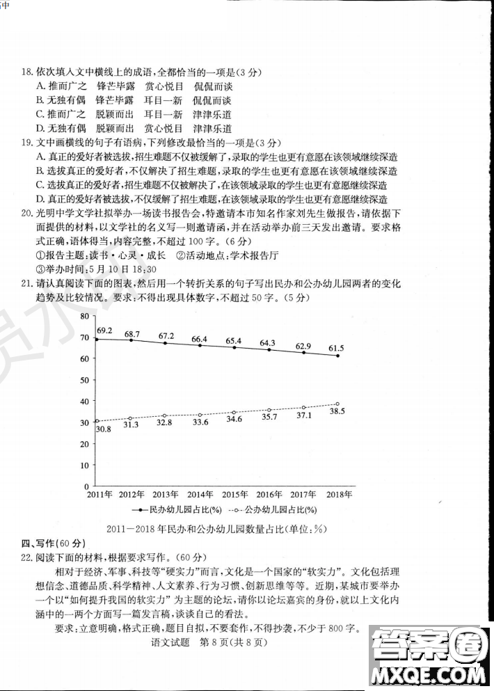 2019年濱州二模語(yǔ)文試題及答案
