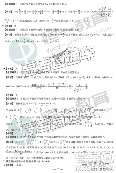 2019年福州三檢文理數(shù)試題及參考答案