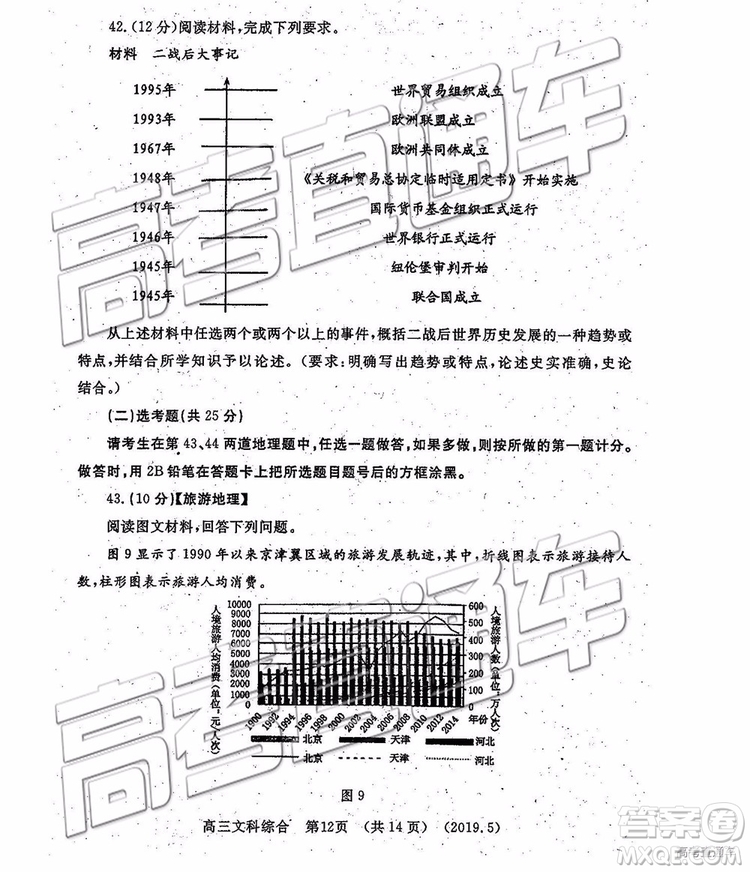 2019年洛陽三統(tǒng)文理綜試題及參考答案