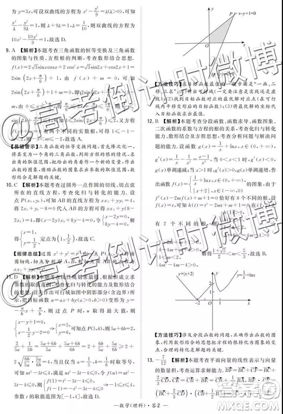 2019年5月超級全能生聯(lián)考乙卷文理數(shù)參考答案