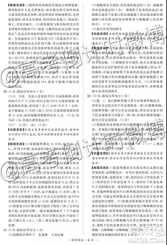 2019年5月超級(jí)全能生聯(lián)考乙卷文理綜參考答案