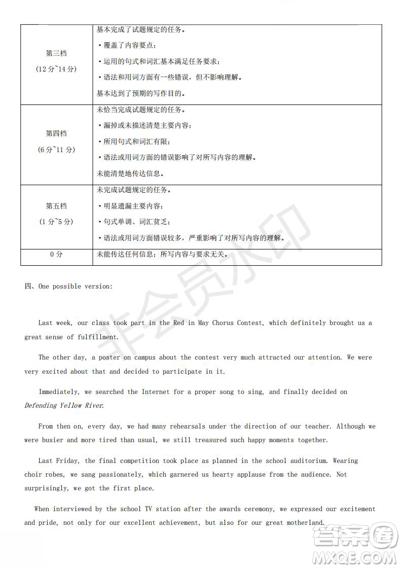 北京市2019年昌平區(qū)高三二模英語(yǔ)試卷及答案