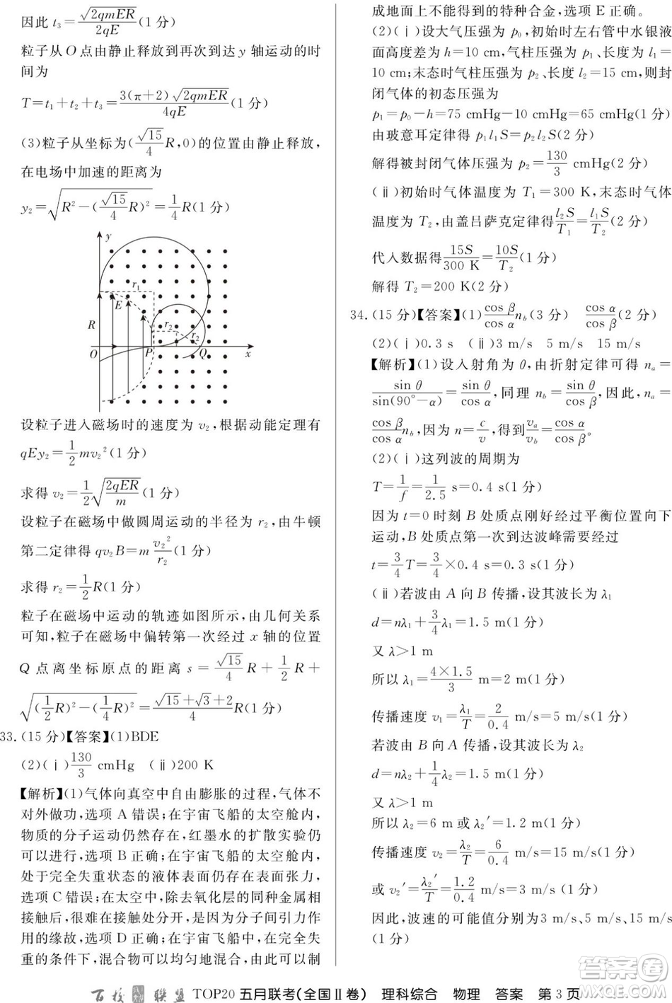 百校聯(lián)盟2019年TOP20五月聯(lián)考全國Ⅰ、Ⅱ卷理綜試題及答案