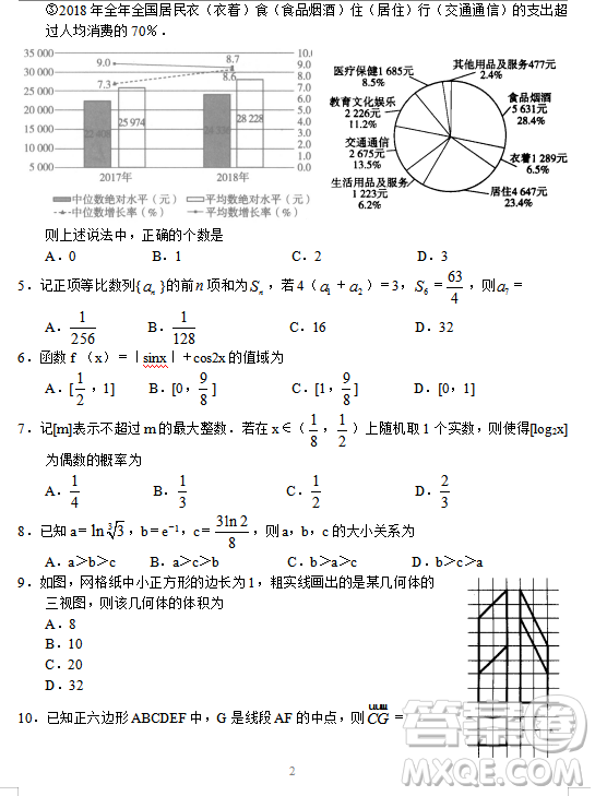 2019年河南省十所名校高三尖子生第三次考試?yán)頂?shù)試題及答案