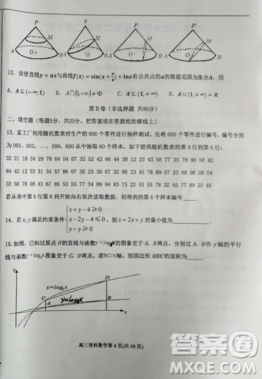 2019年河北省衡水二?？荚?yán)頂?shù)試卷答案