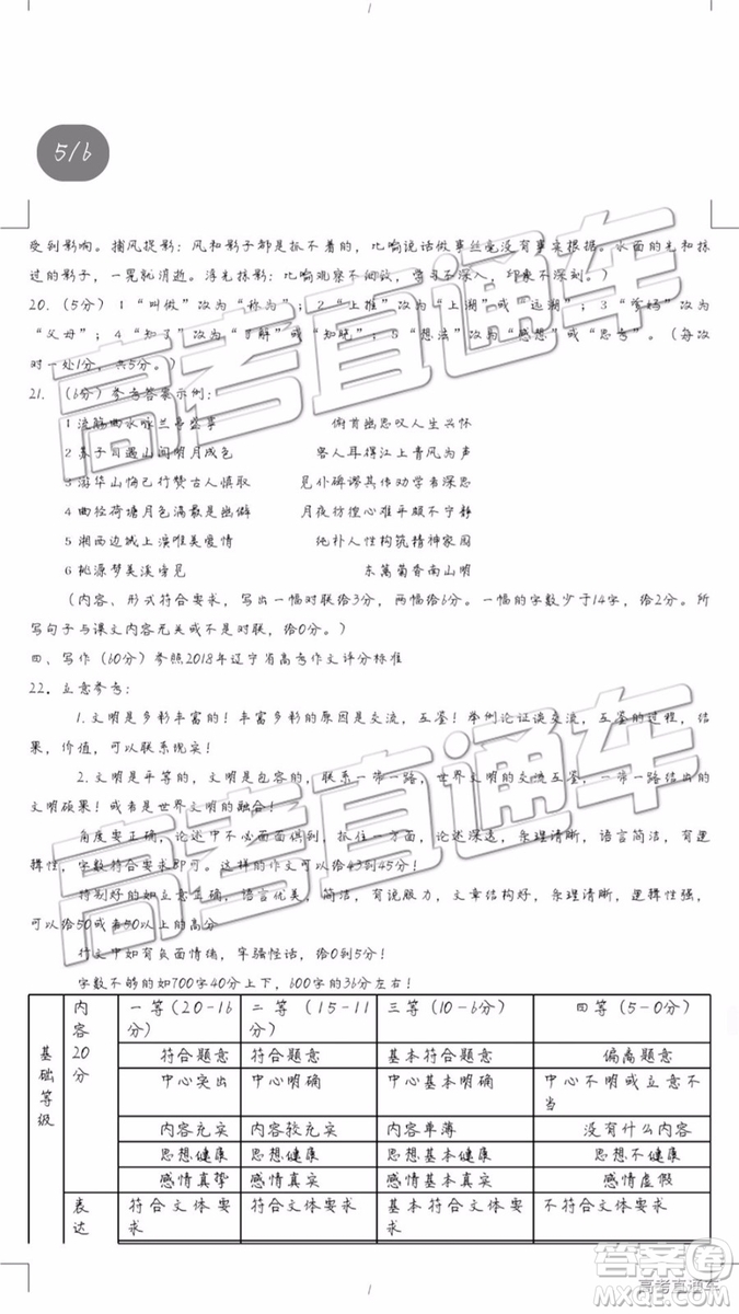 2019年葫蘆島市二模語(yǔ)文試題及參考答案