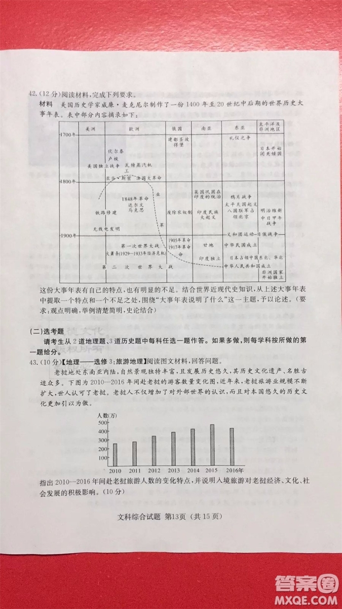 2019年普通高等學(xué)校招生全國(guó)統(tǒng)一考試考前演練六文理綜試題及答案