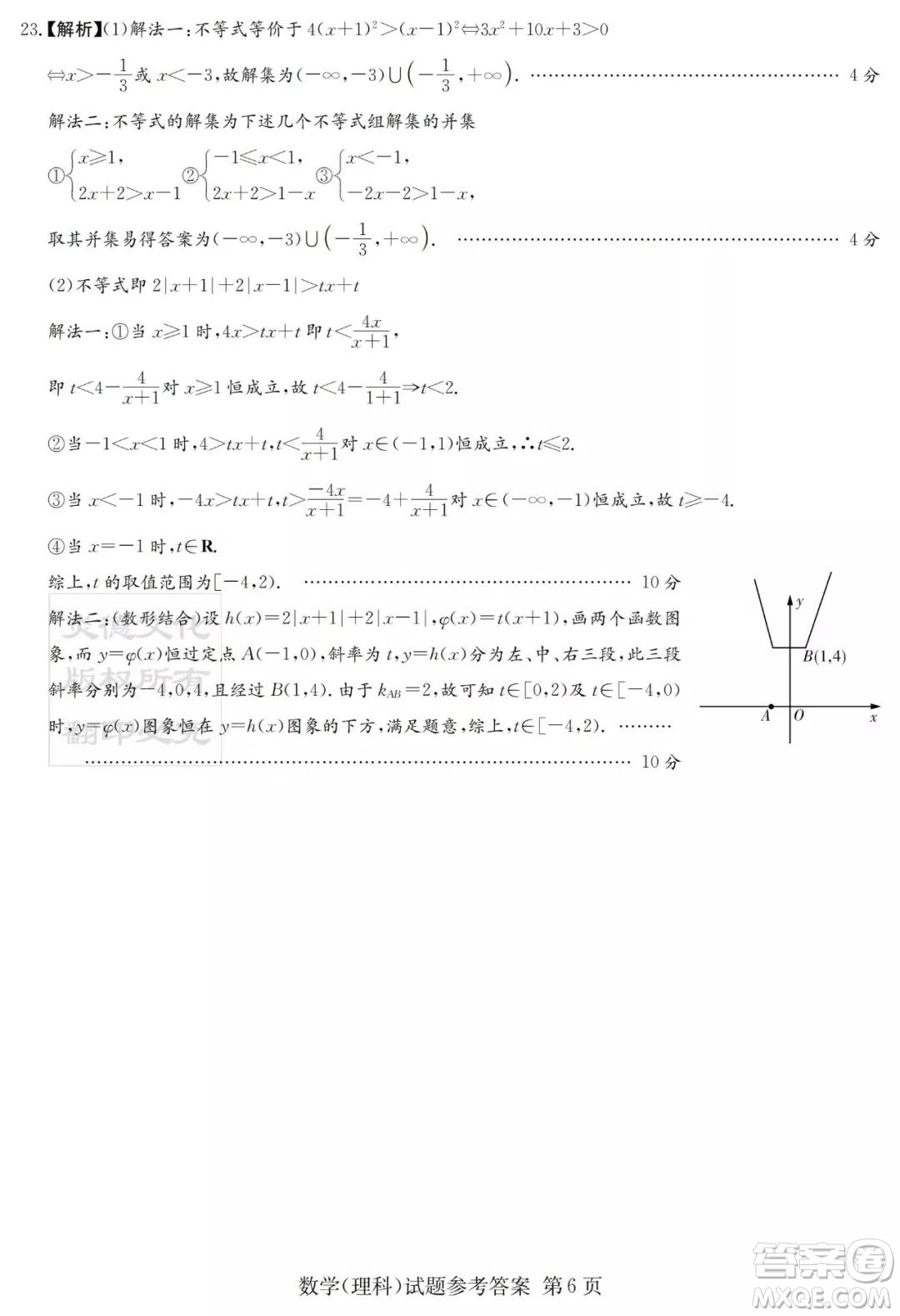 2019年普通高等學(xué)校招生全國統(tǒng)一考試考前演練六文理數(shù)試題及答案