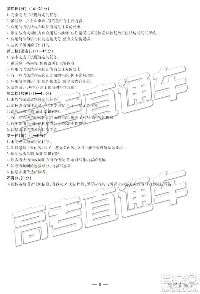 2019年晉城三模英語(yǔ)試題及參考答案