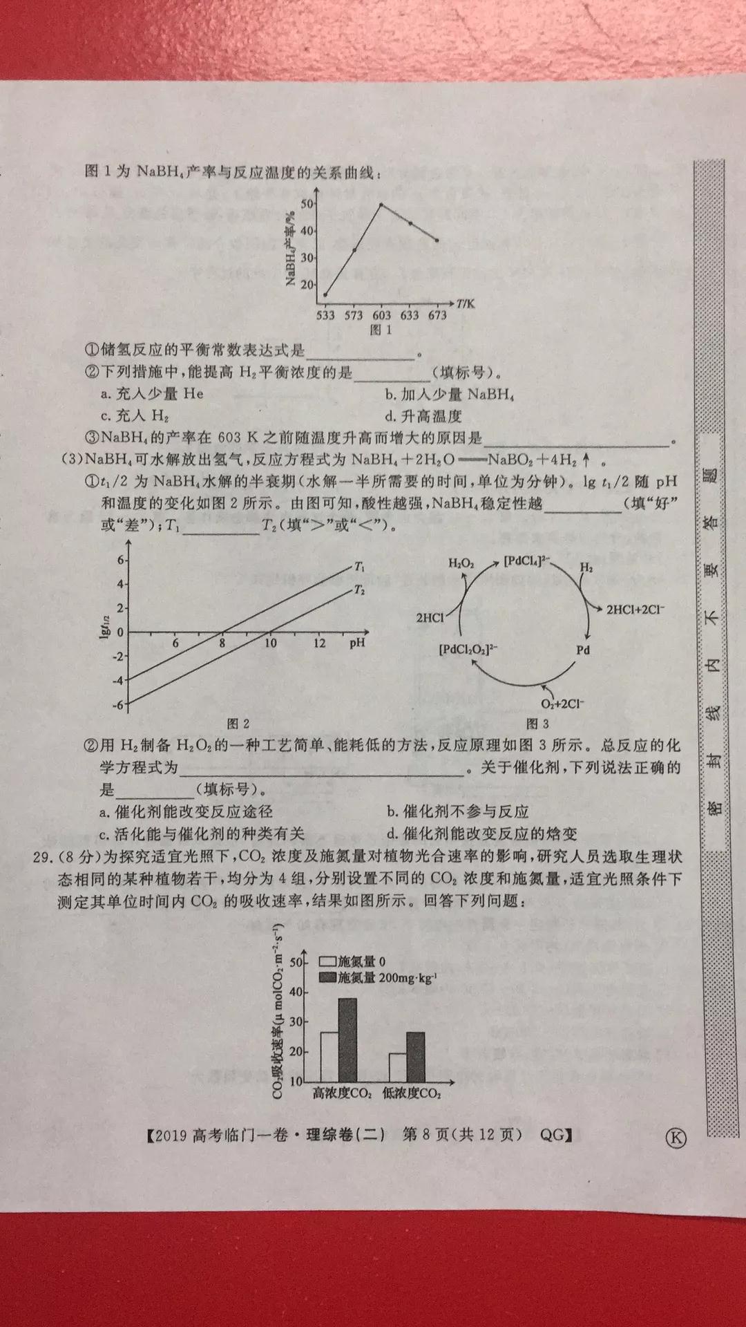 2019年普通高等學校招生全國統(tǒng)一考試臨門一卷二文理綜試題及答案