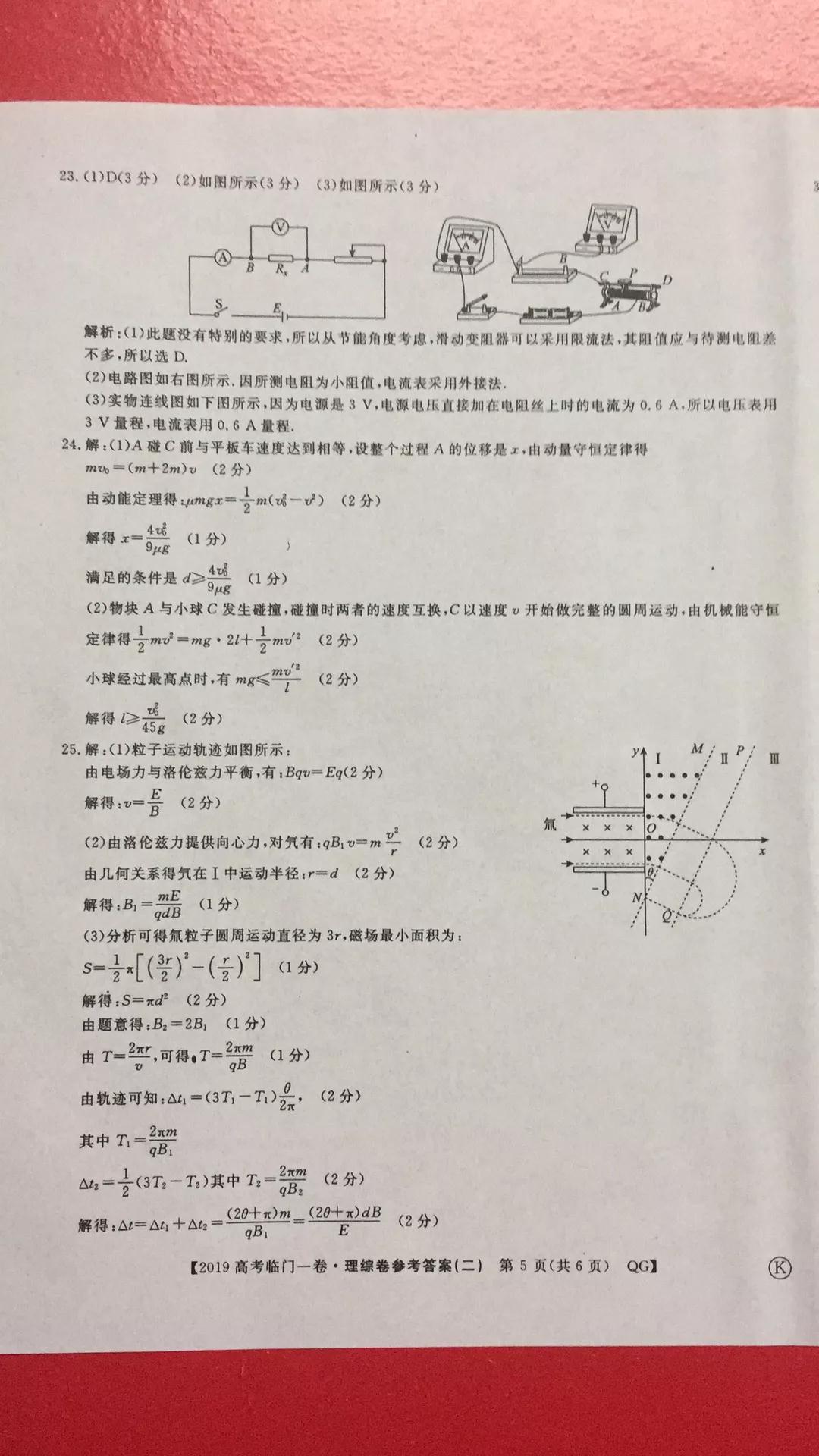 2019年普通高等學校招生全國統(tǒng)一考試臨門一卷二文理綜試題及答案