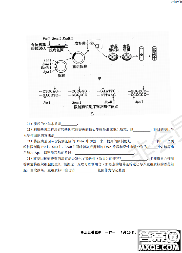 2019年懷化三模理綜試題及答案
