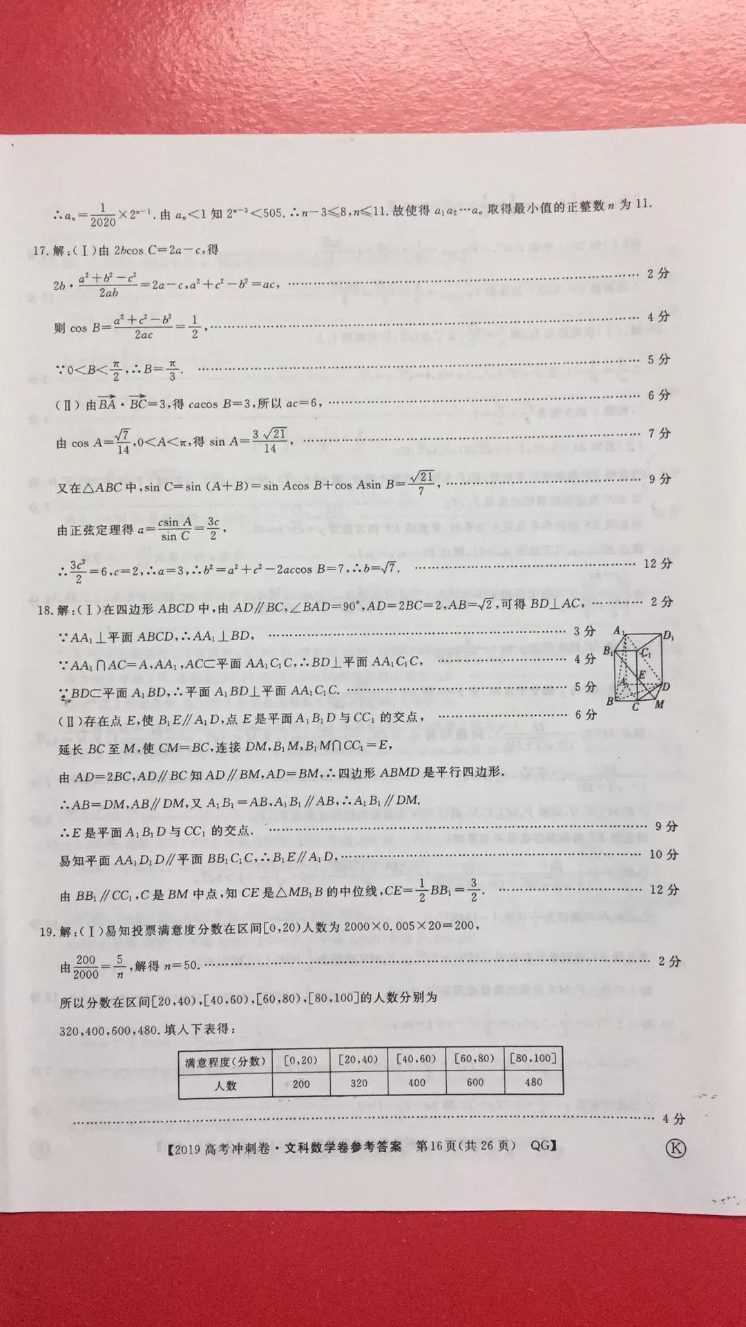 2019年普通高等學校招生全國統(tǒng)一考試沖刺預測卷四文理數(shù)試題及答案