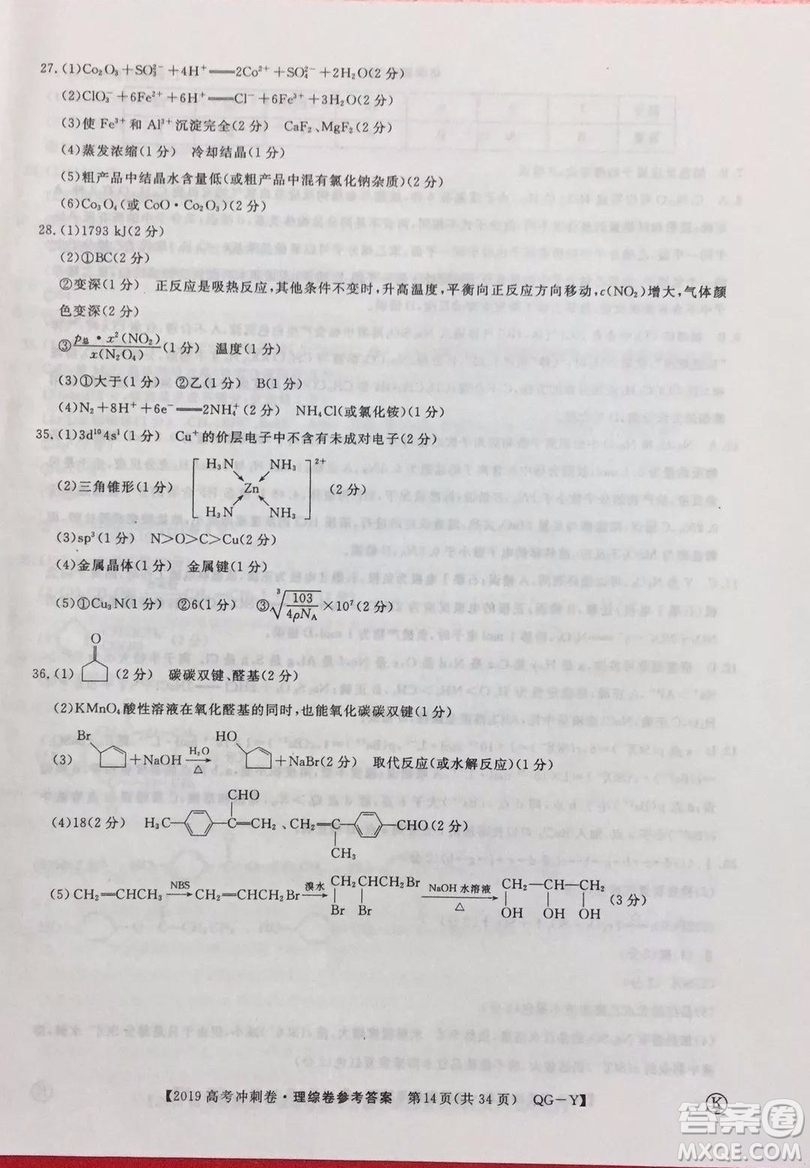2019年普通高等學(xué)校招生全國統(tǒng)一考試沖刺預(yù)測(cè)卷四理科綜合試題及答案