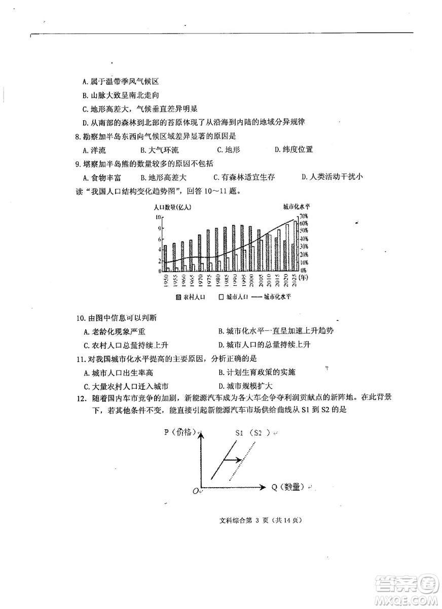 2019年河南省八市重點高中聯(lián)盟領軍考試第五次測評文理綜試題及答案