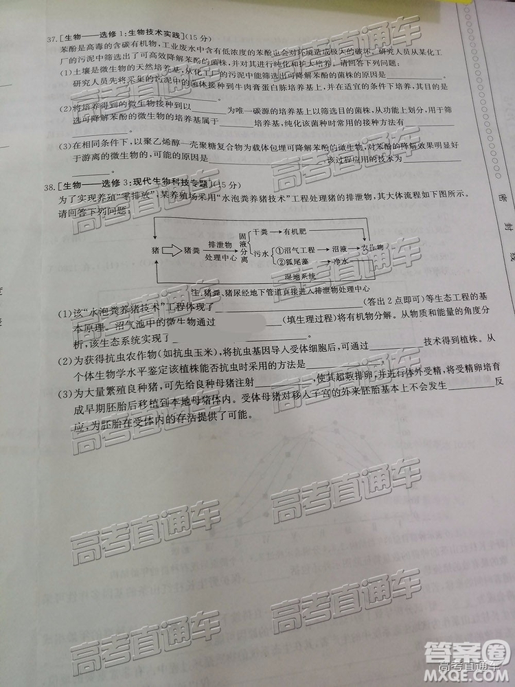 2019年5月24日金太陽百校聯(lián)考文理綜試題及參考答案