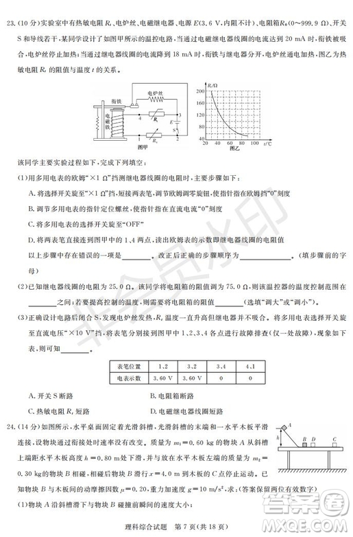 2019年湖南省長沙一中師大附中雅禮中學長郡中學五月聯(lián)考理綜試卷答案