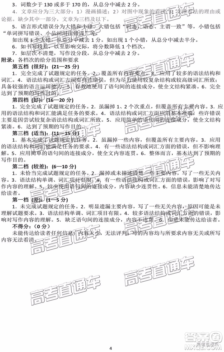 2019年南通四模英語試題及參考答案