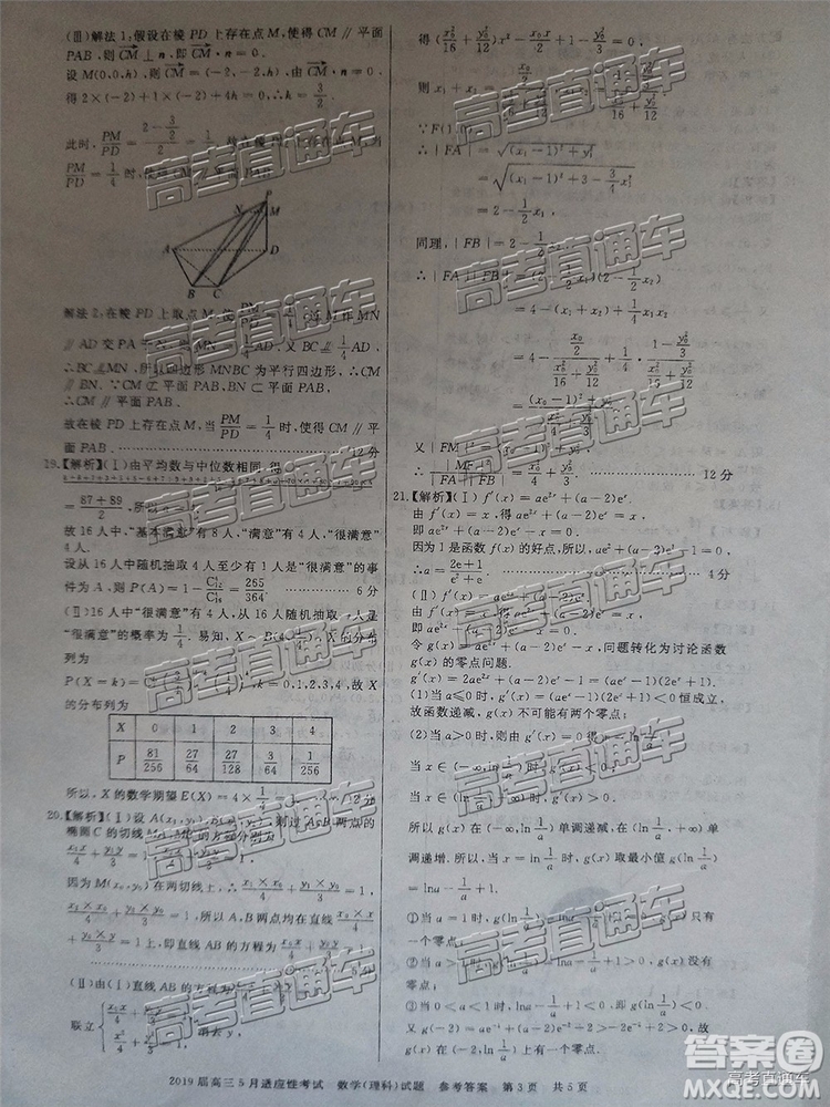2019年棗莊高三5月適應性考試理數(shù)試題及參考答案