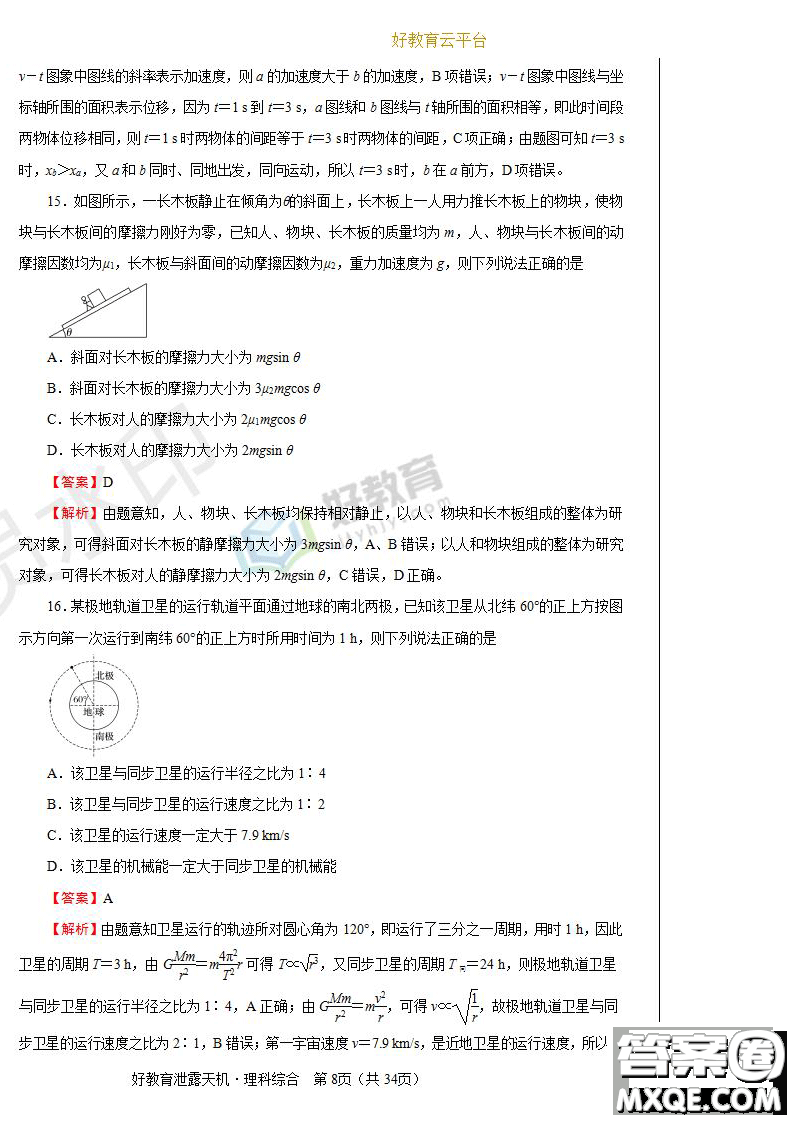 2019年泄露天機(jī)高考押題卷二理綜試題及參考答案