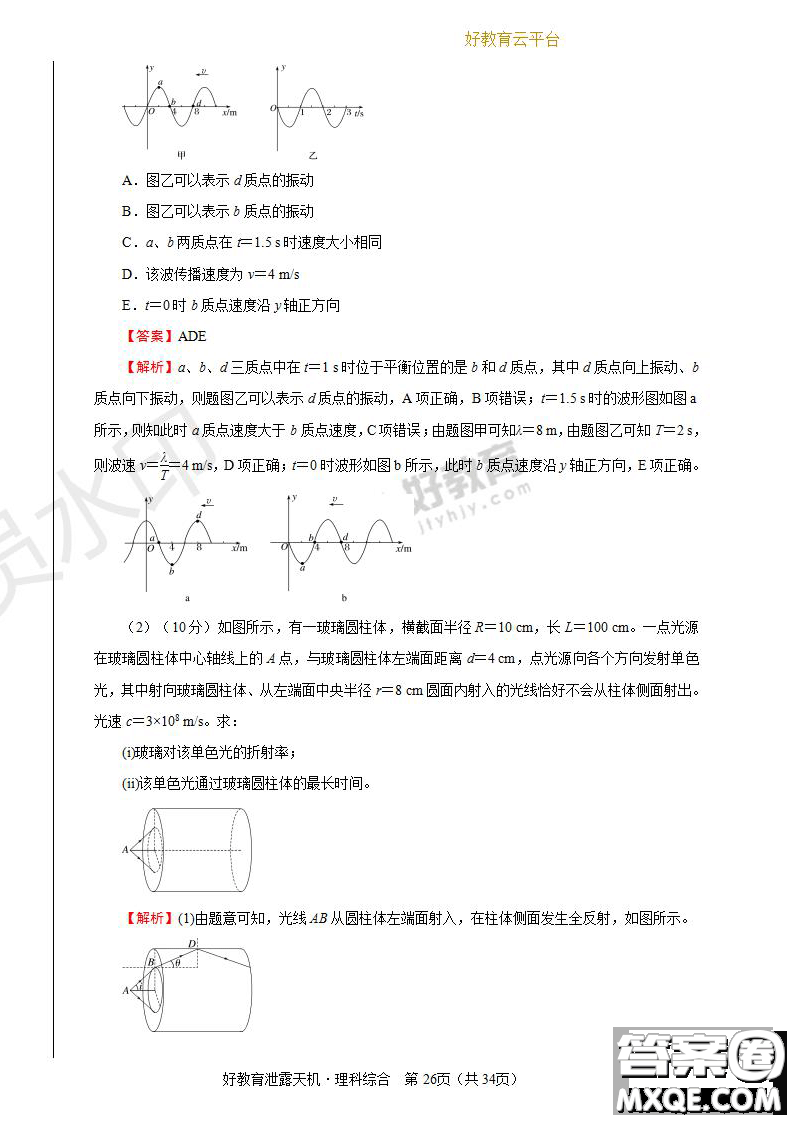 2019年泄露天機(jī)高考押題卷二理綜試題及參考答案