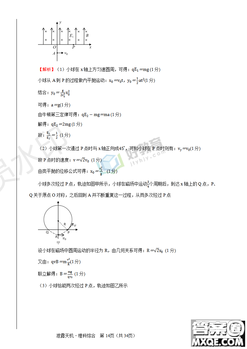 2019年泄露天機高考押題卷一文理綜試題及參考答案