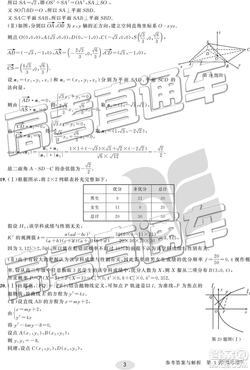 2019年合肥一中沖刺高考最后一卷理數(shù)參考答案