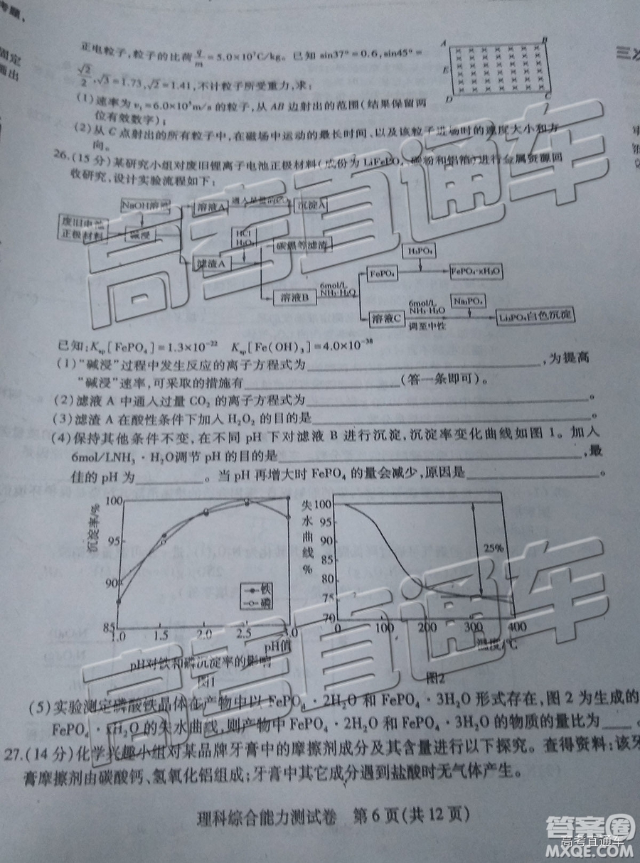 2019年?yáng)|北三省三校四模理綜試題及答案