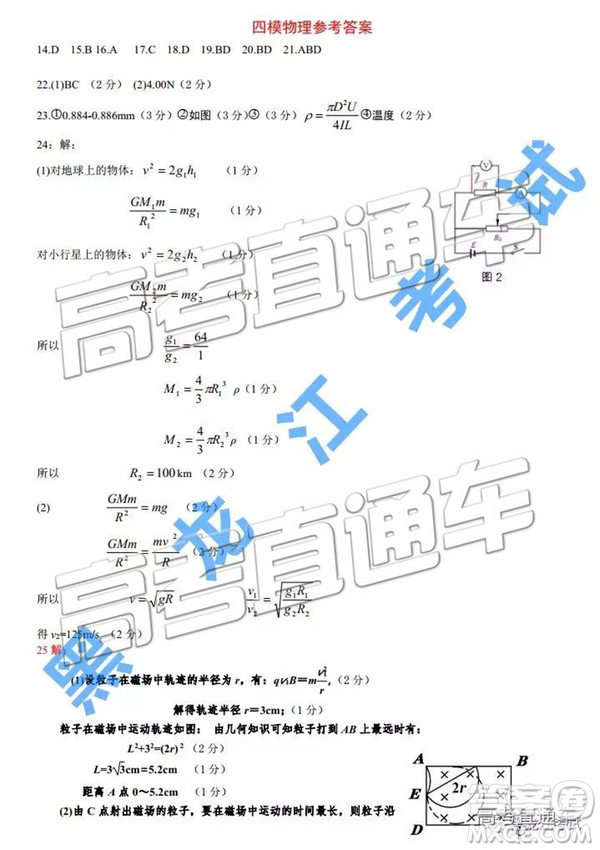 2019年?yáng)|北三省三校四模理綜試題及答案