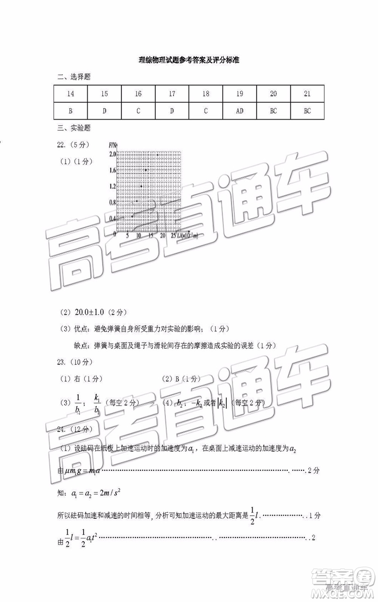 2019年淄博三模理科綜合試題及答案