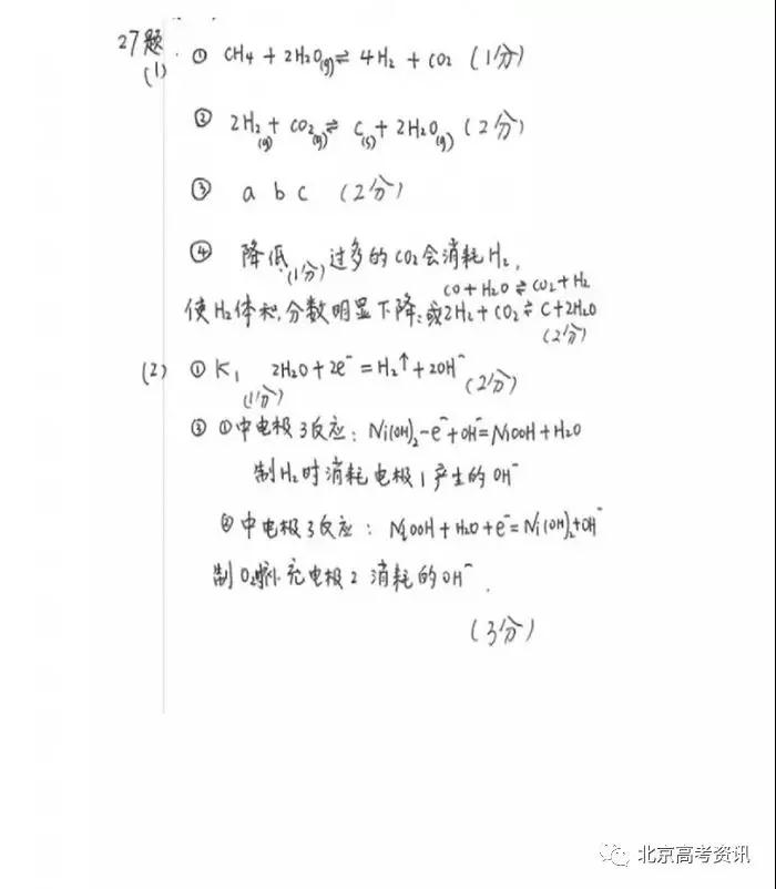 2019年高考真題北京卷理綜試題及答案