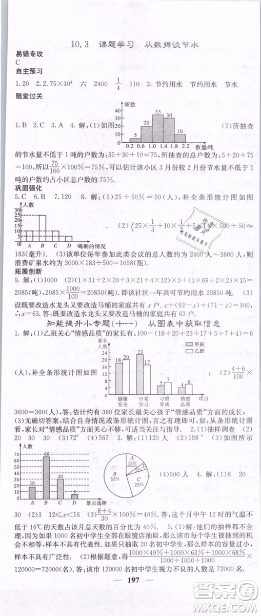 2019年課堂點睛七年級下冊數(shù)學(xué)人教版參考答案