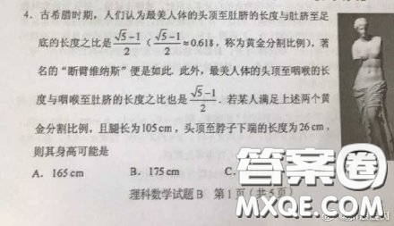 2019全國(guó)I卷數(shù)學(xué)高考維納斯身高題答案解析 維納斯的身高高考答案