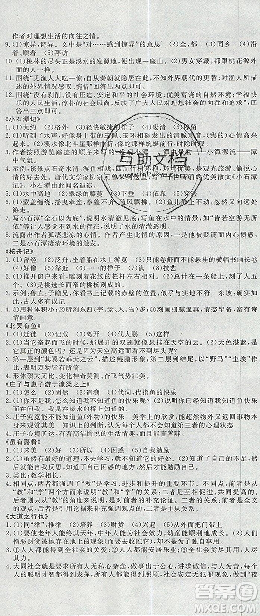 優(yōu)翼叢書2019年學(xué)練優(yōu)初中語文八年級(jí)下冊(cè)RJ人教版參考答案
