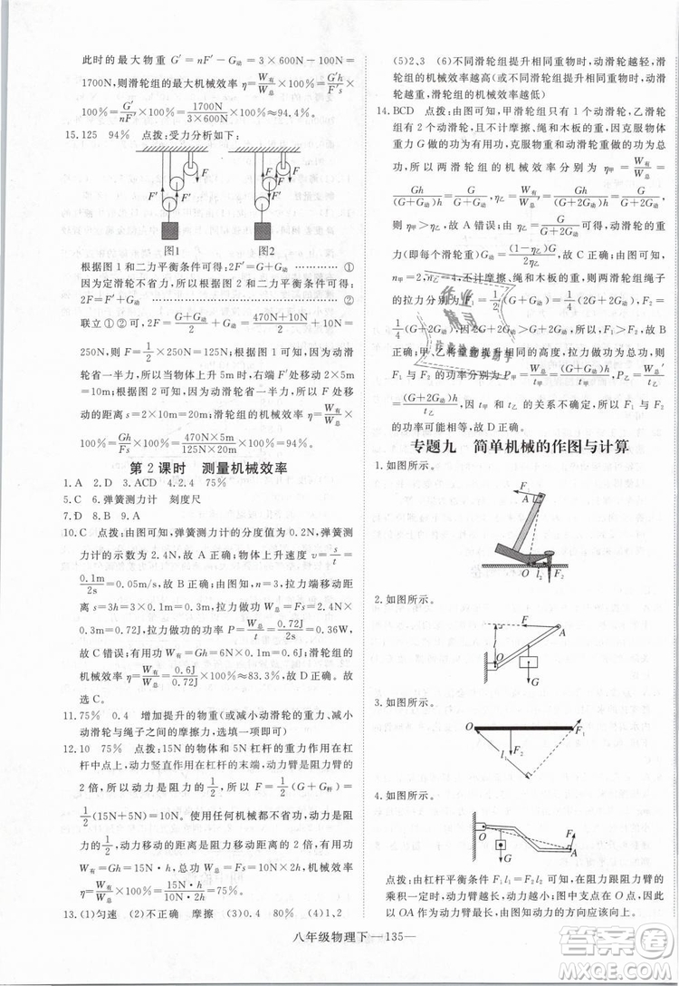 2019年優(yōu)翼學(xué)練優(yōu)學(xué)科思維訓(xùn)練法八年級物理下冊RJ人教版參考答案