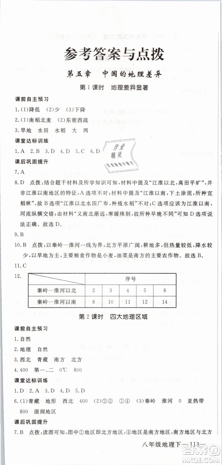 優(yōu)翼叢書2019年學練優(yōu)學科思維訓練法八年級地理下冊RJ人教版參考答案