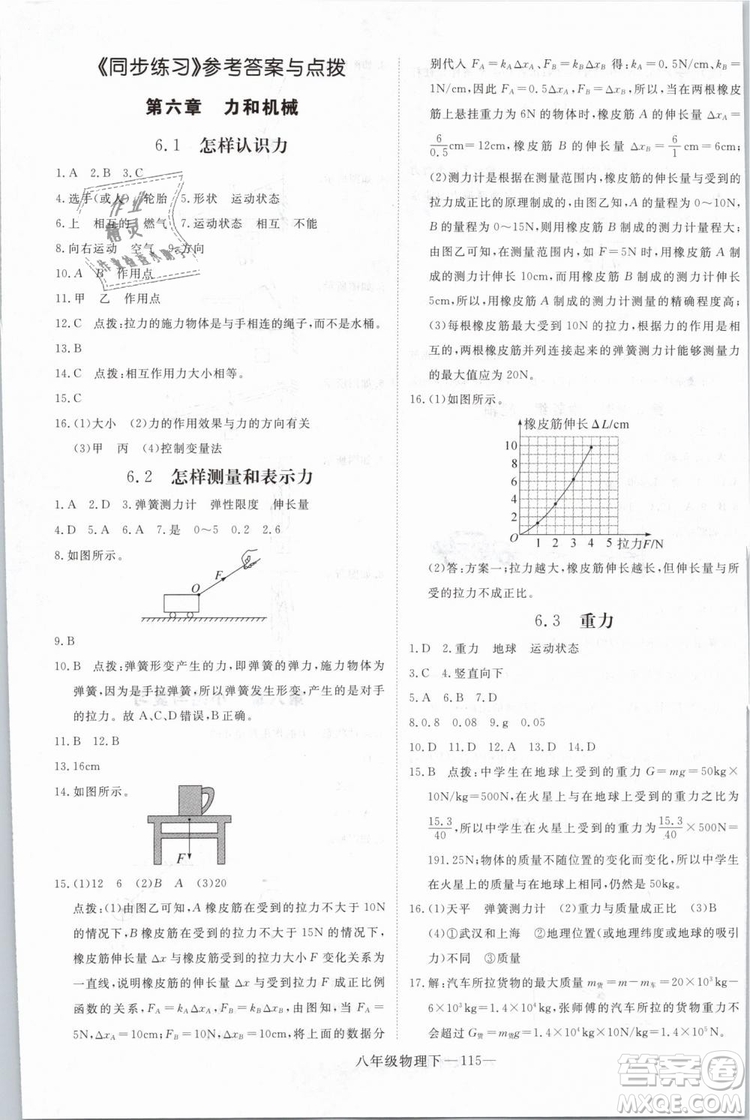 優(yōu)翼叢書2019年學(xué)練優(yōu)學(xué)科思維訓(xùn)練法八年級物理下冊HY滬粵版參考答案
