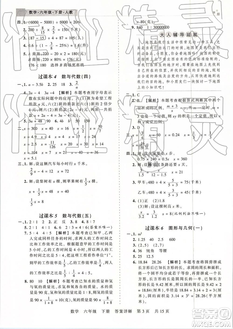 2019年王朝霞期末真題精編六年級(jí)數(shù)學(xué)下冊(cè)人教版鄭州都市版參考答案