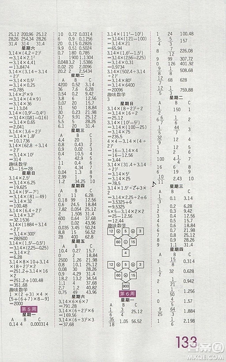 2019年王朝霞口算小達(dá)人六年級(jí)下冊人教版參考答案