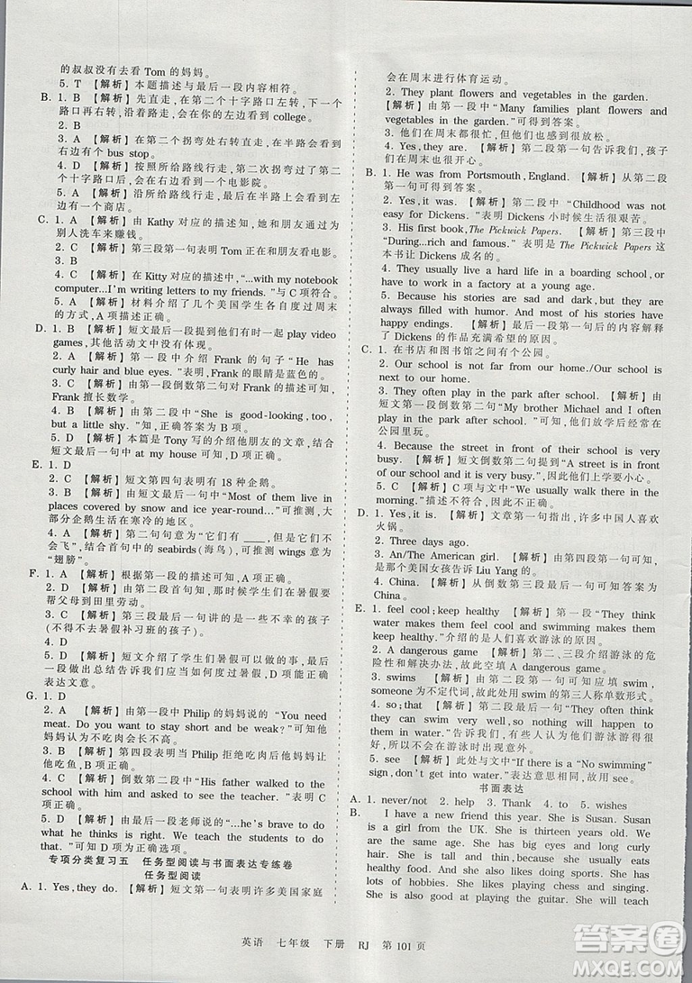 2019年王朝霞考點(diǎn)梳理時(shí)習(xí)卷七年級(jí)英語(yǔ)下冊(cè)人教版參考答案