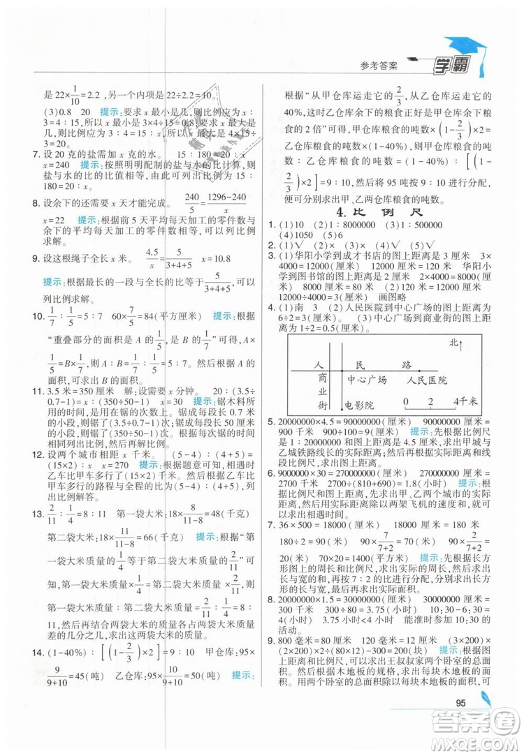2019版經(jīng)綸學(xué)典學(xué)霸小學(xué)數(shù)學(xué)六年級下冊江蘇國標(biāo)蘇教版參考答案