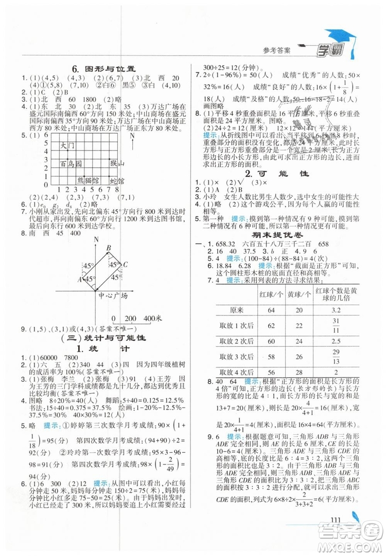 2019版經(jīng)綸學(xué)典學(xué)霸小學(xué)數(shù)學(xué)六年級下冊江蘇國標(biāo)蘇教版參考答案