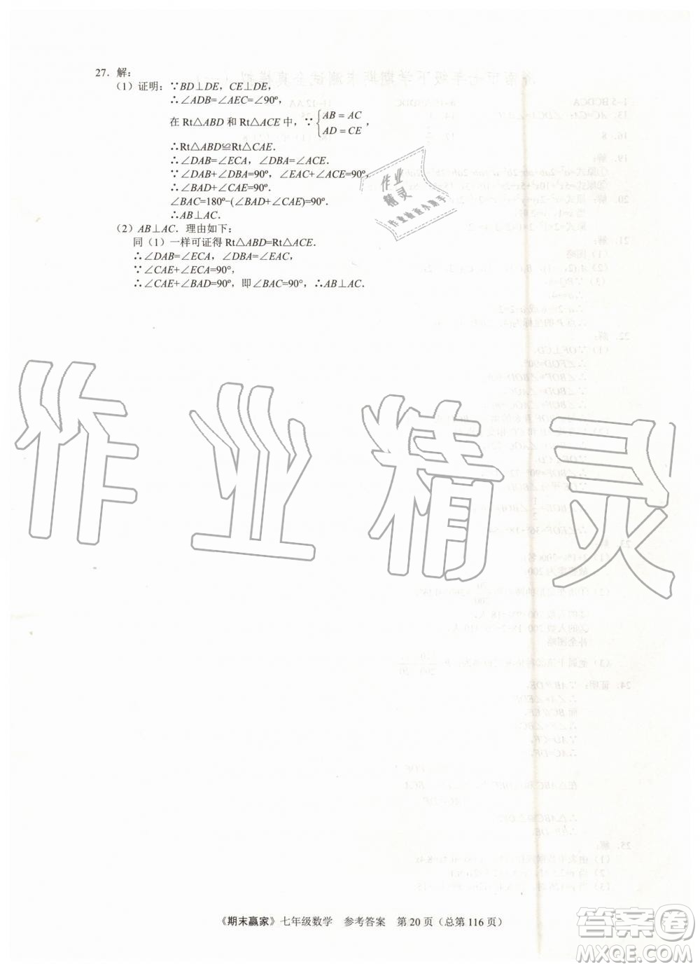 期末贏家2019年七年級數(shù)學下冊濟南地區(qū)專用參考答案